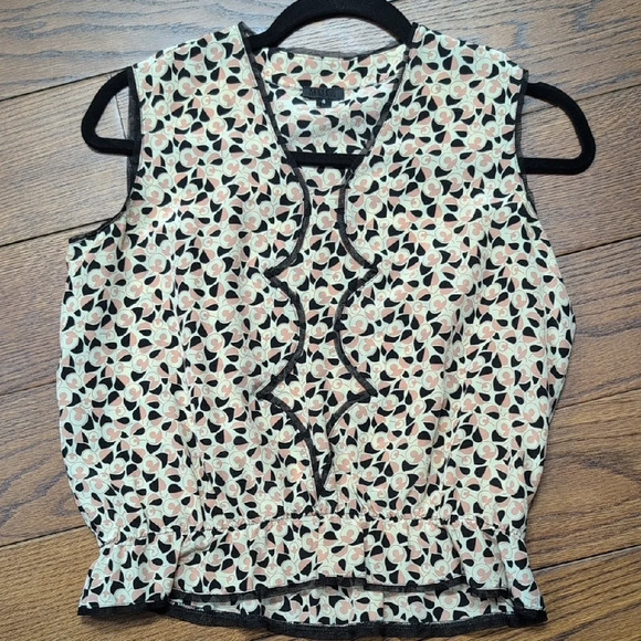 Anna Sui Tops - Anna Sui - Scalloped and Patterned Sleeveless Top